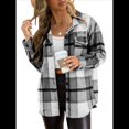 thumbnail image 1 of Ropa de Mujer para y Otoño, Elegante, de Larga, con Solapa, Holgada, A Cuadros, Chaqueta y Camisa de Franela con Botones. Gris L, 1 of 8
