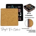 thumbnail image 4 of Inkdotpot Set of 6 Drink Coasters Easy Clean 4-inch SquareCoastersCork Base-Reusable- Mermaid Quotes, 4 of 8