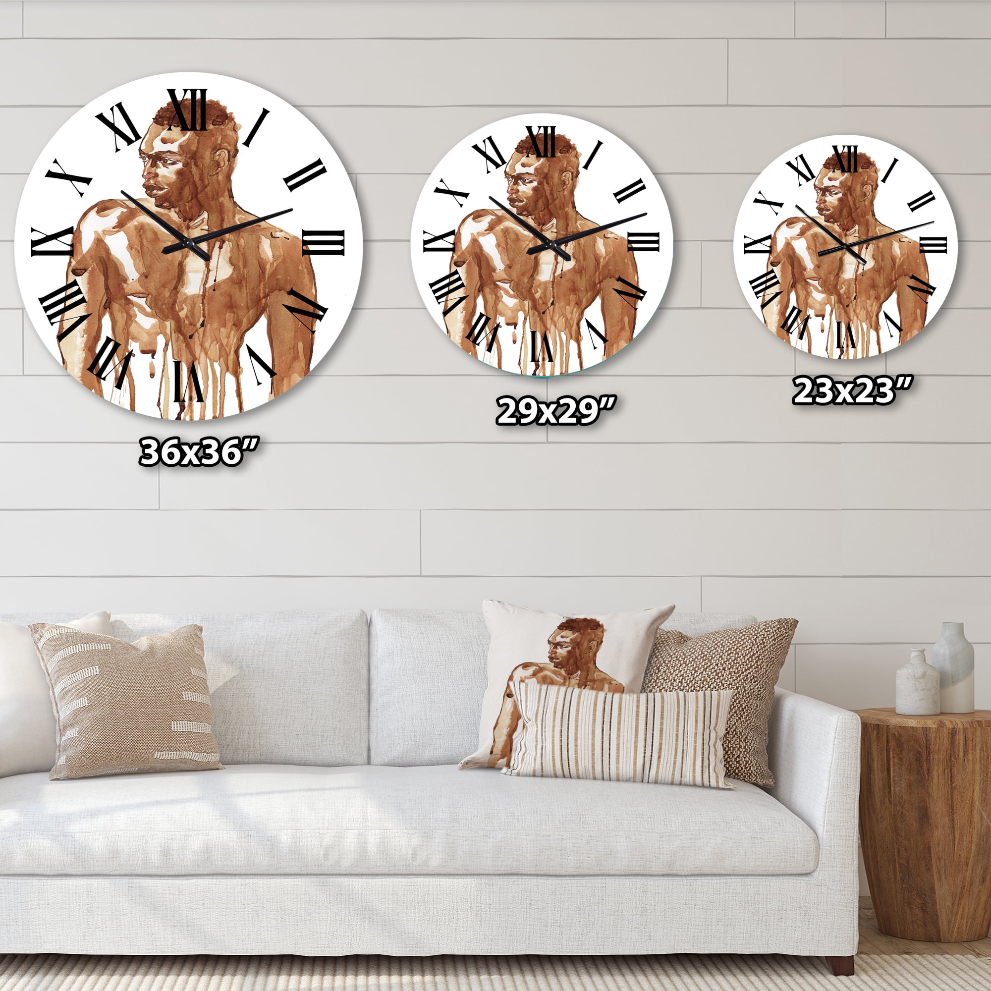 Designart 'Handsome African Man Portrait On White Ii' Modern Wall Clock