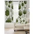thumbnail image 2 of Sage Green Geometric Blackout Curtains 45 Inches Long for Bedroom, Gold White Hexagon Modern Thermal Insulated Room Darkening Black Out Window Curtain Panels Grommet Drapes for Living Room, 2 of 8