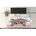 thumbnail image 2 of Animals Computer Mouse Pad, Cartoon Owls with Flowers on Ladybird and Small Hearts Polka Dots, Rectangle Non-Slip Rubber Mousepad X-Large, 35" x 15", Pastel Pink and Multicolor, by Ambesonne, 2 of 2