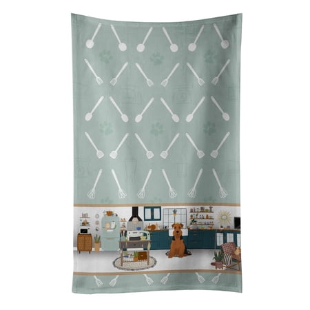Black and Tan Airedale Terrier in the Kitchen Kitchen Towel