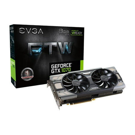 NEW EVGA GeForce GTX 1070 FTW GAMING ACX 3.0, 08G-P4-6276-KR, 8GB GDDR5, RGB LED, 10CM FAN, 10 Power Phases, Double BIOS, DX12 OSD Support (PXOC)