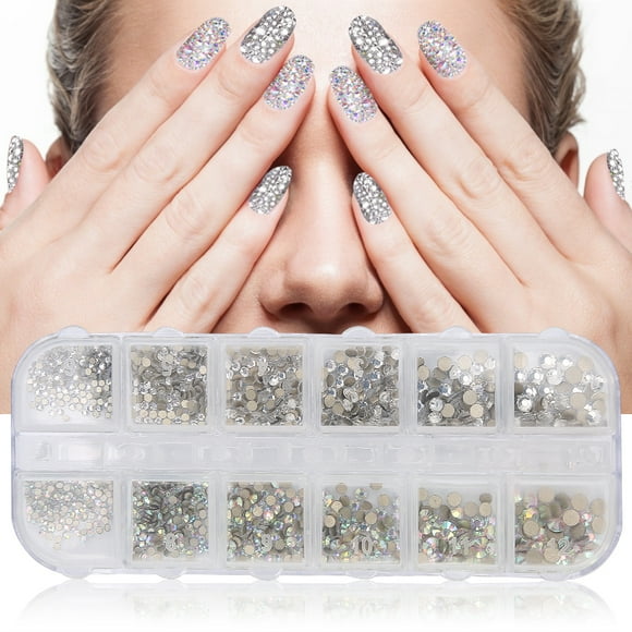 1440pcs Rhinestones Colorful Flatback Glass Nail Decoration, 14 Cut Surfaces and 2 Styles with 12 Sizes for Artistic Creations