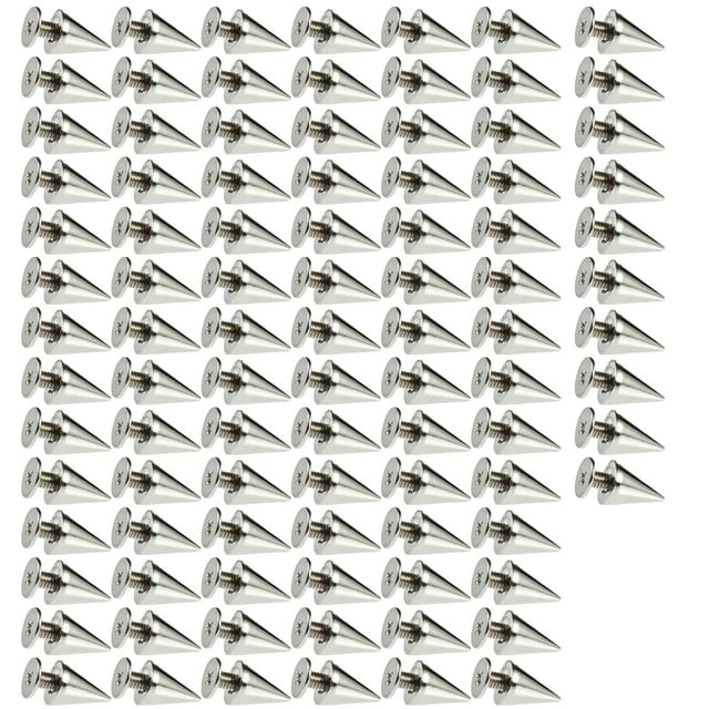 Graflsoa 100 PCS Silver Metal Cone Rivets, 7x10mm Punk Studs, High-Strength Bullet Head Screw Base, Durable Anti-Rust Alloy Fasteners
