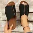 thumbnail image 5 of Tnobhg 1 Pair Women Sandals Faux Leather Thick Soles Slip-on Open Toe Firm Stitching Solid Color Anti-skid Wear-resistant Lightweight Home Beach Wedge Sandals, 5 of 7
