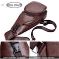 thumbnail image 3 of Mochila bandolera de piel para hombre con puerto USB, 3 of 9