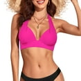 thumbnail image 3 of Firpearl Hot Pink Supportive Bikini Tops for Women Sexy Push Up Swimsuit Top Retro Halter Bathing Top 14, 3 of 7