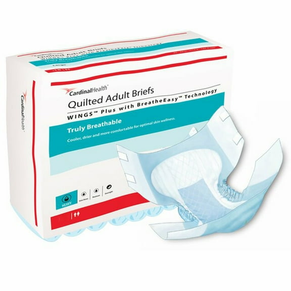 Wings Quilted Plus with BreatheEasy Technology Adult Incontinence Brief XL Heavy Absorbency 66135, 15 Ct