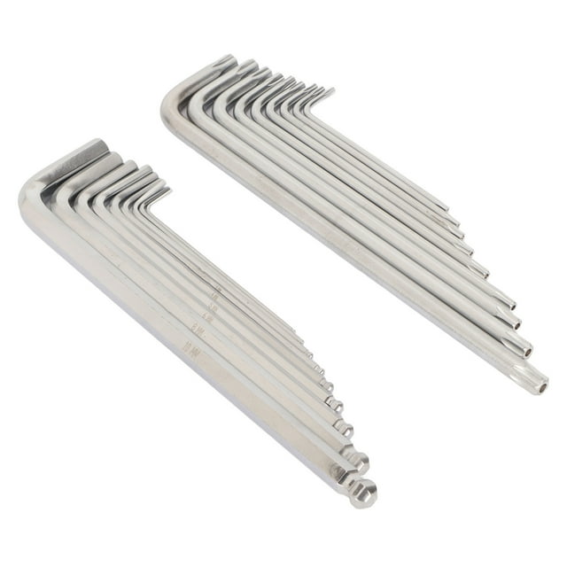 Long Arm Hex Key Wrench Set, Easy Operation 18pcs High Hardness Inch Metric Hex Key Set Ergonomic Design for Repair for Furniture