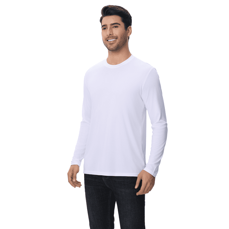 Men's Dry Fit Poly Long Sleeve Shirt, 100 Polyester Crewneck