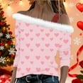 thumbnail image 4 of Uootdi Off The Shoulder Long Sleeve Shirts for Women FuzzyTrim Collar Love Heart Print Graphic Sweatshirt Casual Holiday Tops Gift, 4 of 7