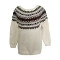 thumbnail image 5 of sususu Fair Isle Christmas Sweater Women Oversized Knitted Sweater Retro Lightweight Long Sleeve Boat Neck Pullover Jumper Top,A02-Black,XXXL, 5 of 5