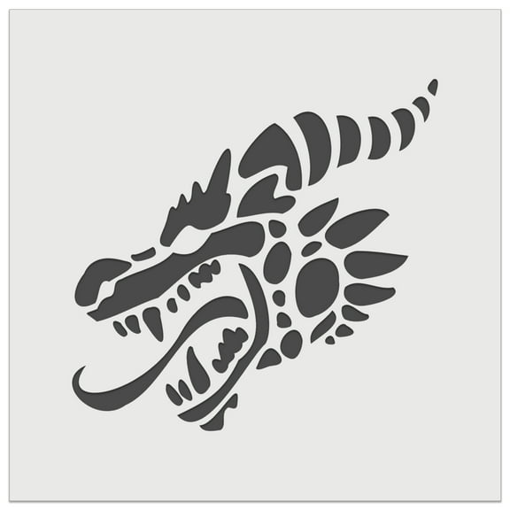 Dragon Head Side View with Tongue Out DIY Cookie Wall Craft Stencil - 5.5 Inch