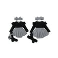 thumbnail image 3 of Loicainy Baby Girl Houndstooth 3-Piece Outfit 3 6 12 18M Comfortable Ribbed Ruffled Sleeves Headband Socks Set, 3 of 9