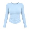 thumbnail image 4 of NominalSnug Womens Long Sleeve Shirts Fitted Going out Tops Stretch Crewneck Ribbed T-Shirt Slim Fit Casual Basic Tops, 4 of 8
