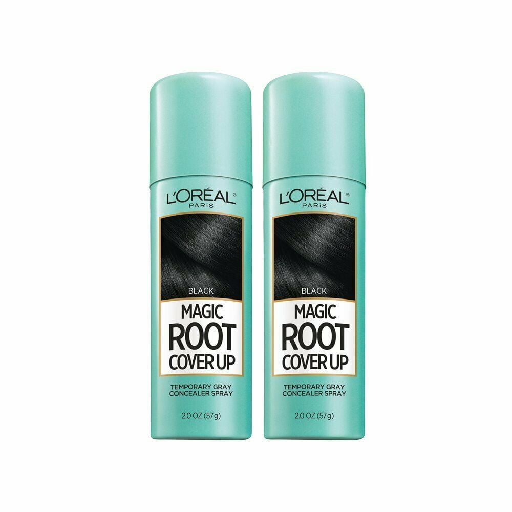 L'Oreal Paris Magic Root Cover Up Gray Concealer Hair Spray Color, Black, 2  Pack 