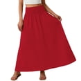 thumbnail image 7 of Long Skirts for Women Lace Up Embroidered Pleated Maxi Skirts Womens Summer Casual Solid Plus Size Hight Waist Flowy A Line Long Skirts, 7 of 7