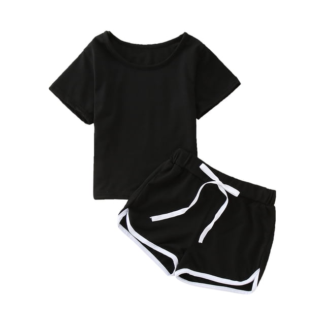 Icvfdpl Toddler Girl Outfits Set Sports T Shirt Tops+ Shorts 2Pcs Tracksuit Set Classic 2-3 Years