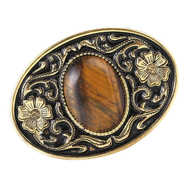 Hebilla de cinturón Zulema Turquesa Vaquero Occidental Hombre 9x7cm Dorado Oro