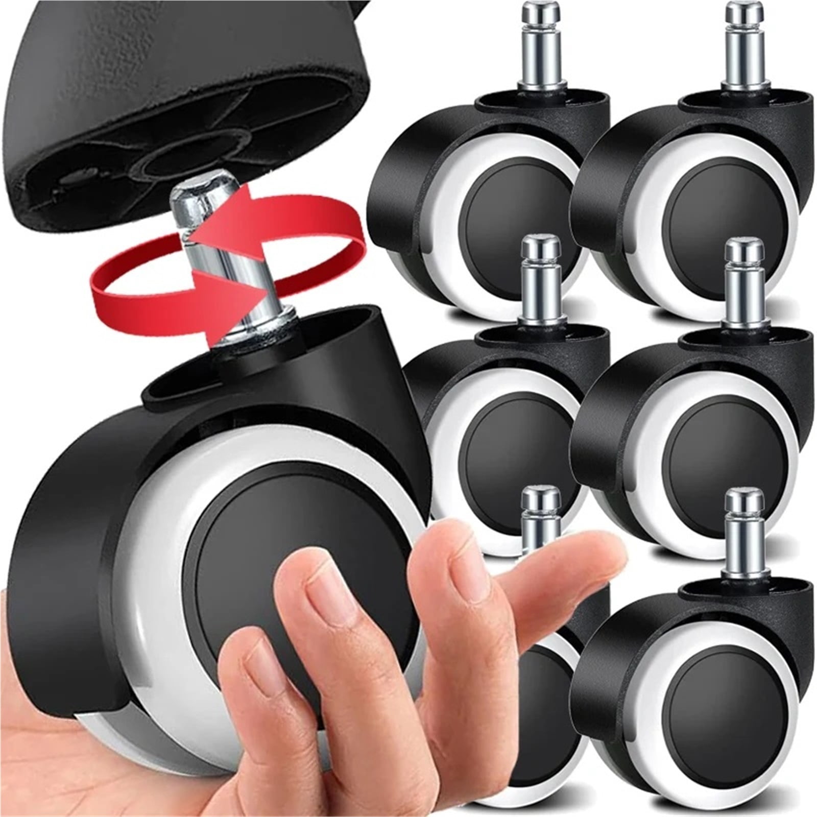 2 Inch Universal Swivel Caster Wheels Replacement Gaming Office Chair Casters Trolley Rollers Furniture Rotating Rubber Wheels ,Reliable