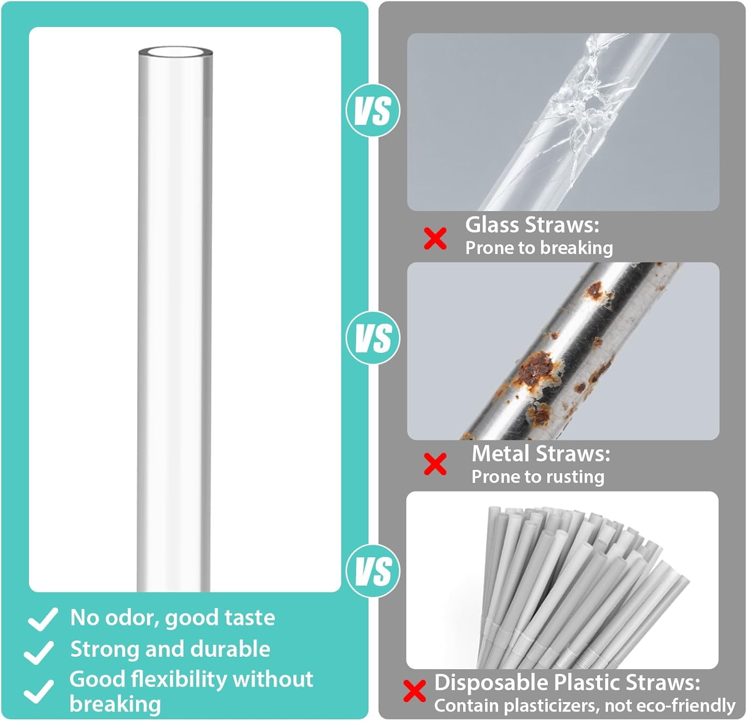 Reusable Straws Compatible with Stanley/Yeti Cup Tumbler, Plastic Clear Bend Replacement Straws with Cleaning Brush for Smoothies, Milkshakes, Dishwasher safe
