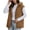 Khaki, variant on Cmfcve Womens Plus Size Winter Hooded Quilted Faux Suede Vest Full Zip Sleeveless Jacket Casual Warm Padded Outerwear