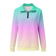 thumbnail image 4 of WEAIXIMIUNG Sweatshirts d'Automne pour Femmes Décontracté Col en V Zip Dégradé Imprimé Manches Longues, 4 of 4