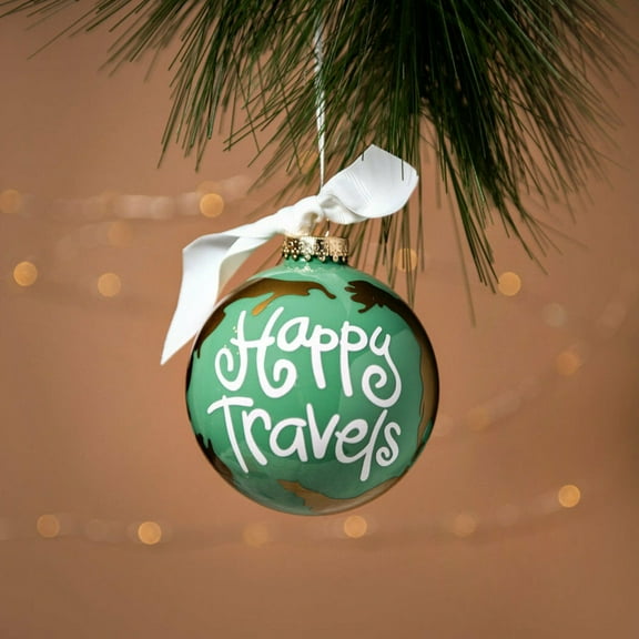 Happy Travels Glass Ball Ornament
