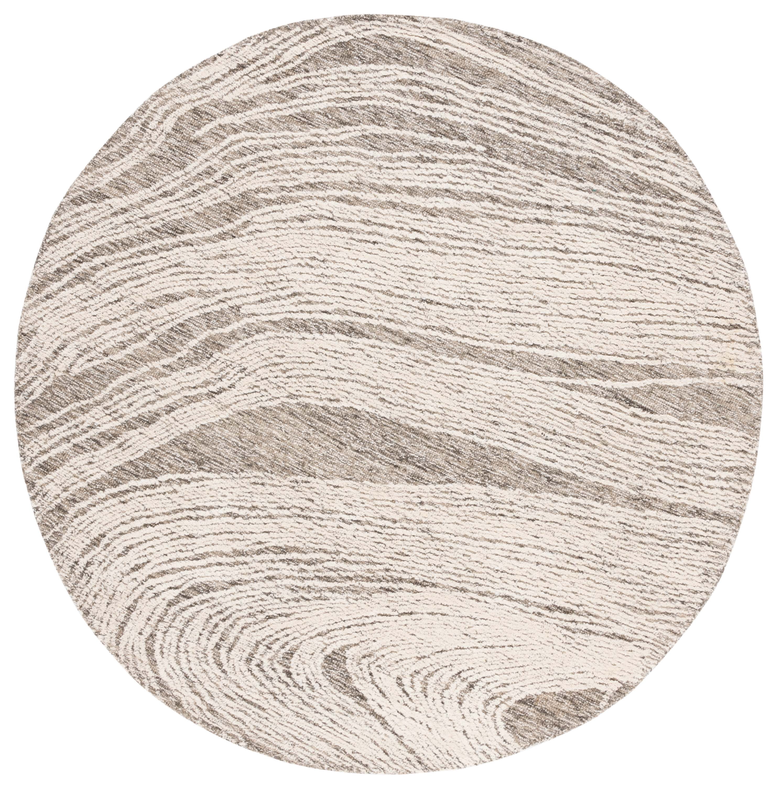 SAFAVIEH Abstract Lidija Abstract Wool Area Rug, Charcoal/Ivory, 4' x 4' Round