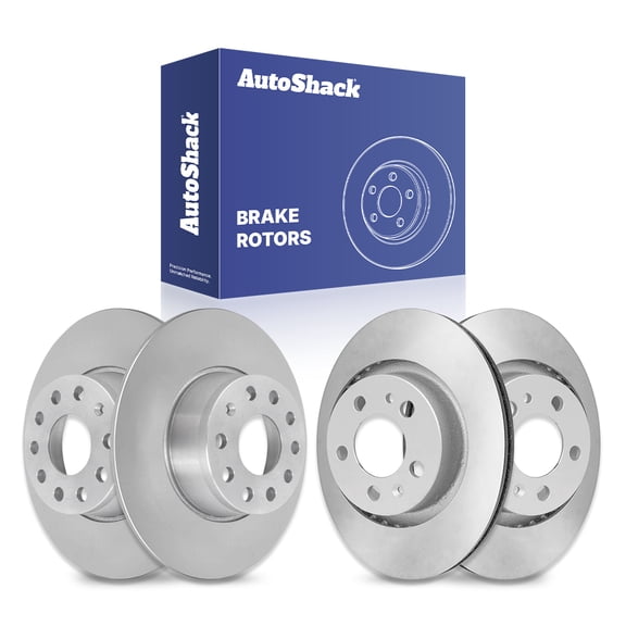AutoShack Front Vented & Rear Solid Coated Brake Rotors 4-PC Set Replacement for 2010 Volkswagen Jetta 2007 Volkswagen Jetta ArmorStop