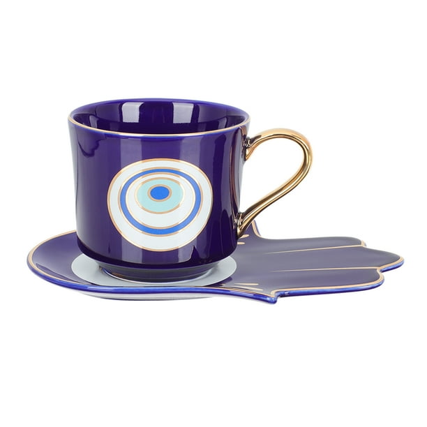 EeaseMX 1 juego de taza de té decorativa de estilo europeo, taza de café, soporte de cerámica para leche.