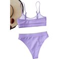 thumbnail image 2 of Ensemble Bikini String Taille Haute Côtelé 2 Pcs pour Femmes, 2 of 6