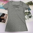 thumbnail image 4 of DuoJiaJ Womens Summer Deep V Neck Tops Sexy Casual Short Sleeve Low Cut Out T Shirts Blouse Women’s Summer Tops Gray, 4 of 5