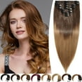 thumbnail image 2 of SEGO Clip in Hair Extensions Human Hair 100% Real Remy Hair 10-24 inch Full Head Thick Hair Pieces Silky Straight Balayage Hair Cleanrance, 2 of 9