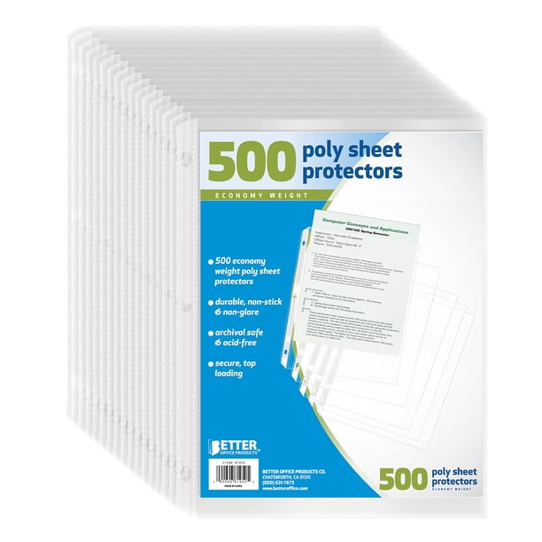 Better Office Products Protectores de hojas, 500 unidades