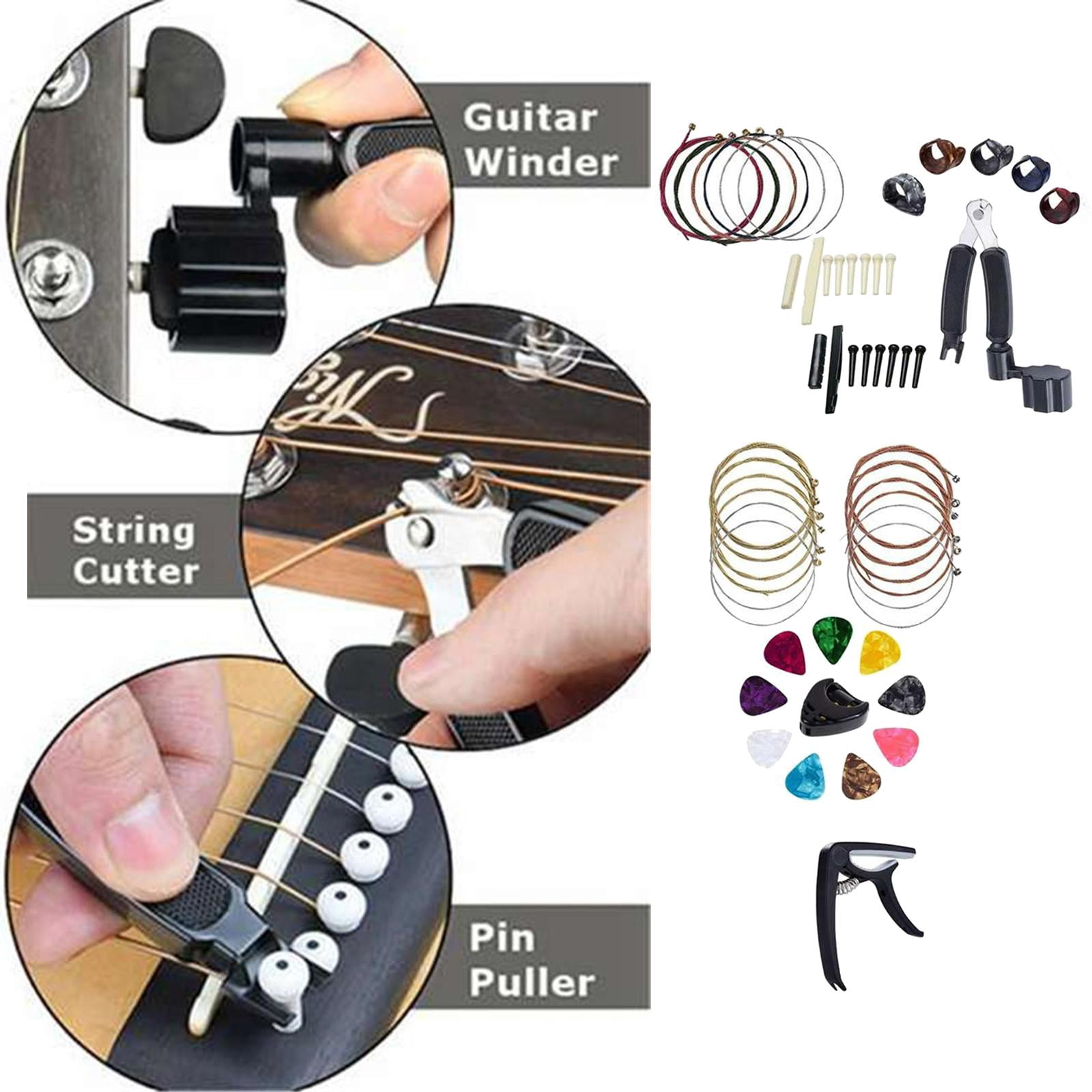 51Pcs Guitar Accessories, Restring Pins Maintenance