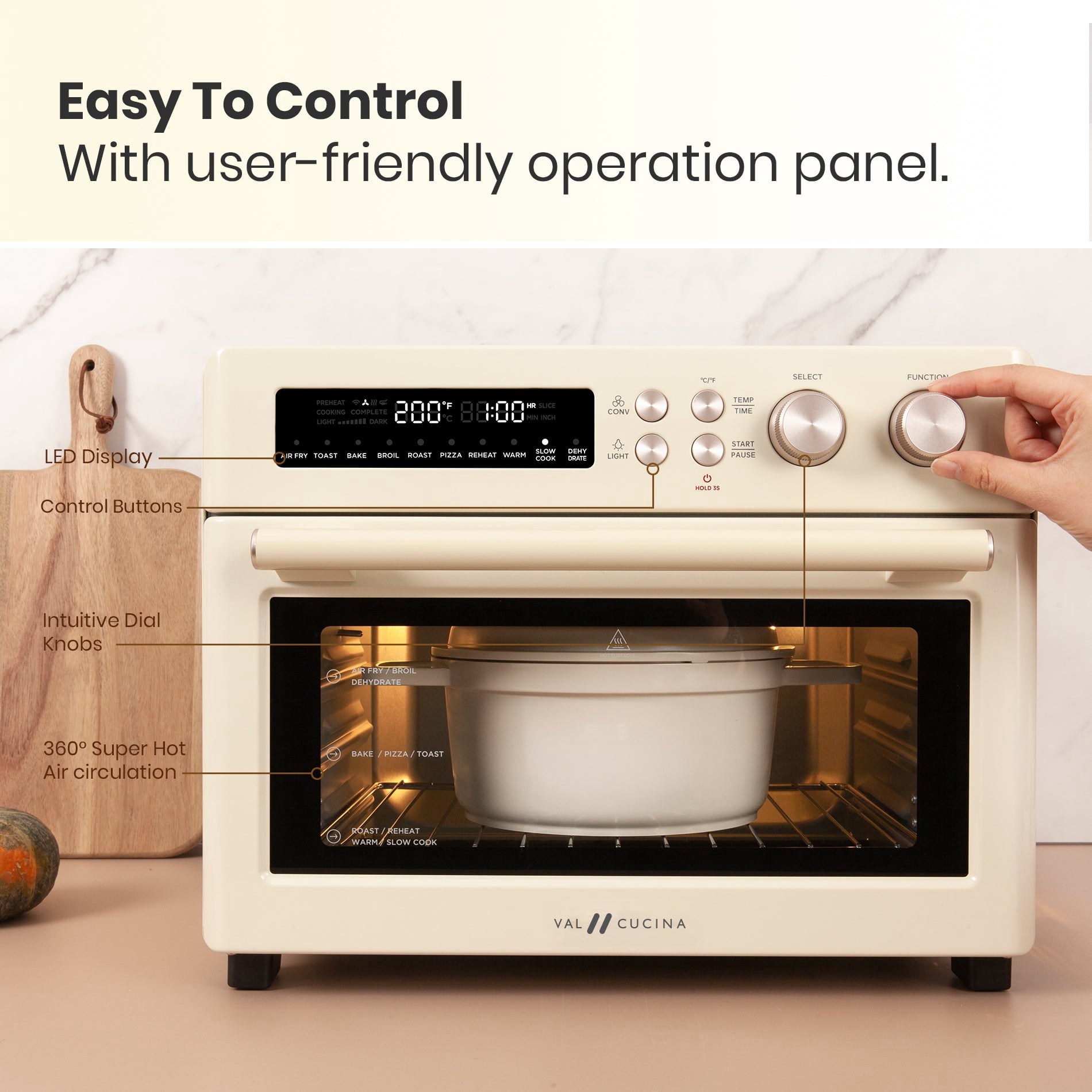 AIR FRYER TOASTER OVEN & CUTTING BOARD - ALMOND CREAM