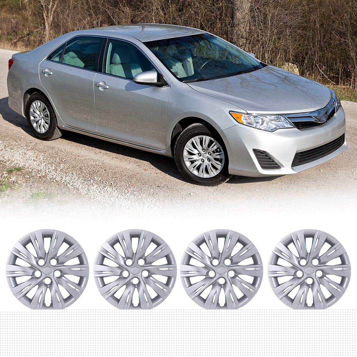 16'' Hubcaps,Wheel Rim Cover for 2012-2014 Toyota Camry,2012-2014 Toyota Camry Hybrid,Snap on Hub Caps Replacement,PP Material,4 Pack,Lacquer