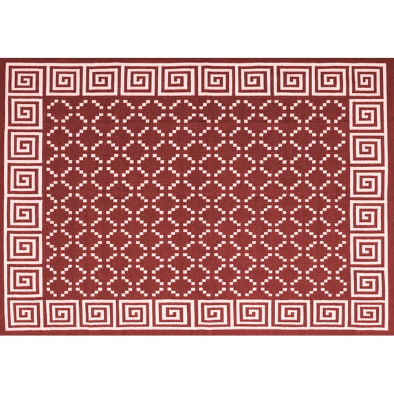 Ahgly Company Indoor Rectangle Abstract Red Contemporary Area Rugs, 2' x 5'