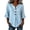 Sky Blue, variant on Women Casual Cotton Linen V Neck 3/4 Sleeve Button Decor Loose Fit Summer Blouse Top