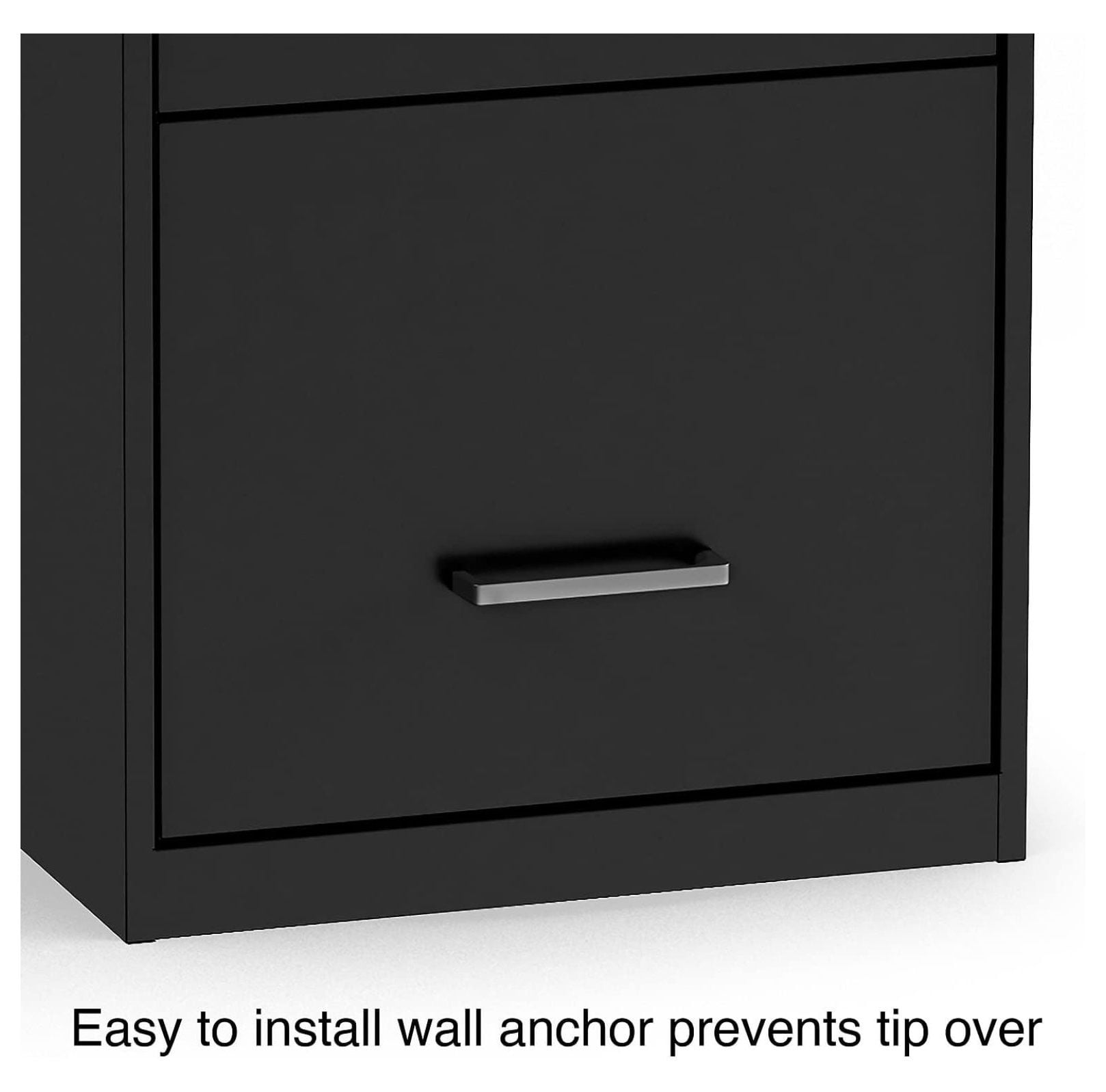 3-Drawer Filing Cabinet, Letter Size, Lockable - Black Office File Cabinet