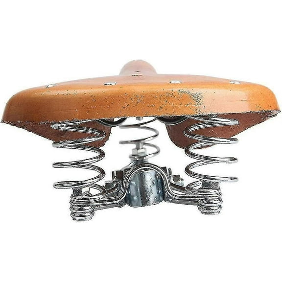 genuine Leather Spring Bike Saddle, Retro Replacement Leather Bicycle Saddle Cushion Spring Seat