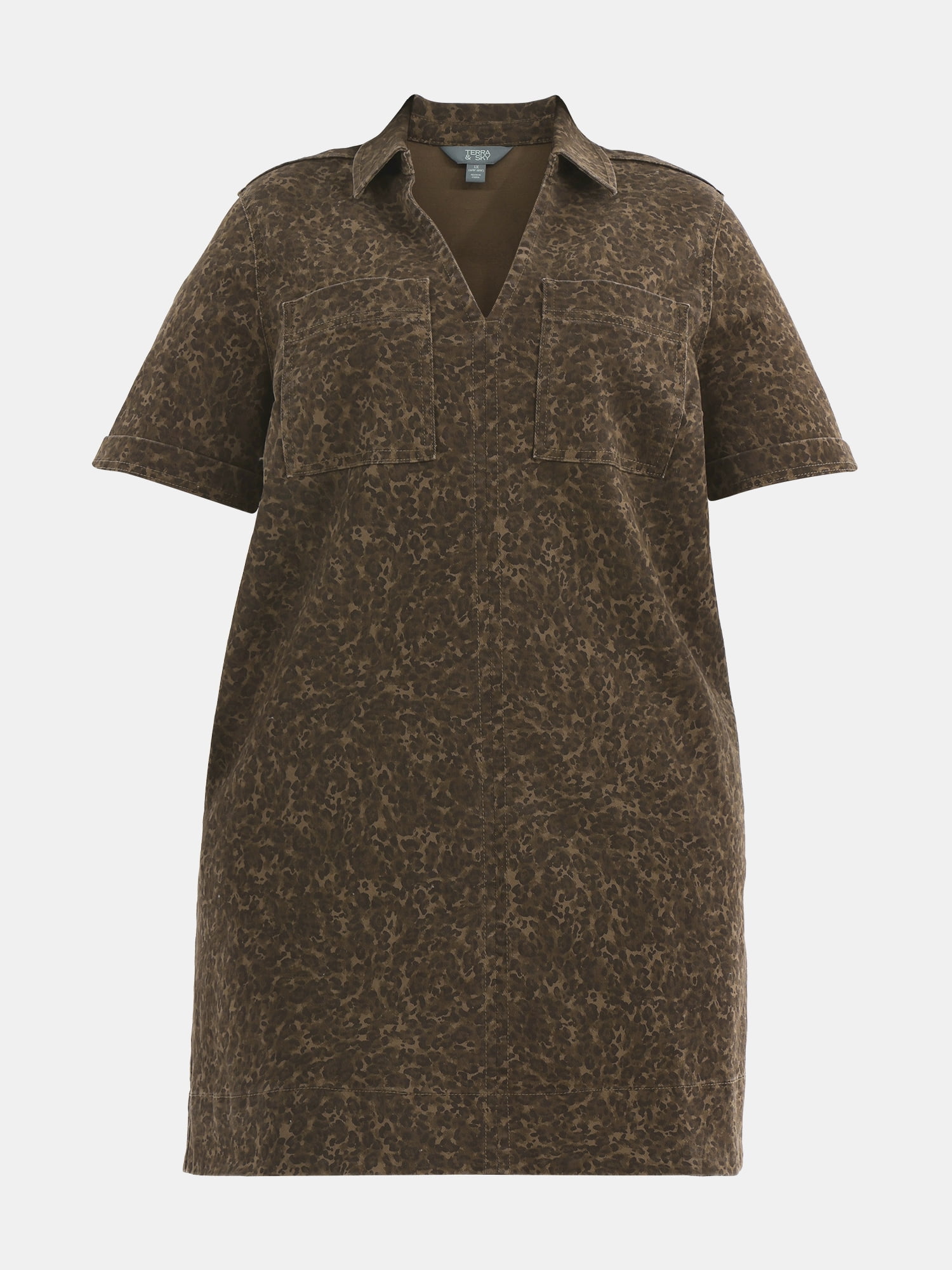 Terra & Sky Women's Plus Denim Mini Popover Shirt Dress, Sizes 0X