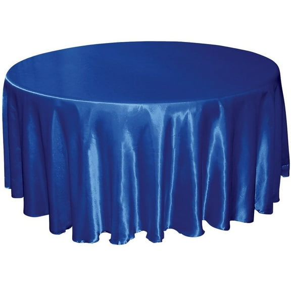 Tektrum 108 inch Round Silky Satin Tablecloth - Premium Fabric - Best for Wedding Party Banquet Events Restaurant Kitchen Dining Decoration - Blue Color