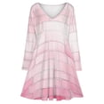 thumbnail image 3 of Pink Brick Wall, Brick Stone Wall Sunlight Long Sleeve Dresses For Women Vintage Elegant Party Dress Oversized V-neck Dress S-8XL, 3 of 7