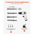 thumbnail image 4 of KFFKFF Pneumatic Air Hammer, 4500 BPM with 1.57-inch Stroke & 4 Chisels, Compact and Lightweight Air Chisel Tool for Cutting, Punching, and Scraping, 4 of 9