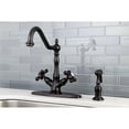thumbnail image 2 of Kingston Brass Heritage Double Handle Kitchen Faucet With Side Sprayer, 2 of 3