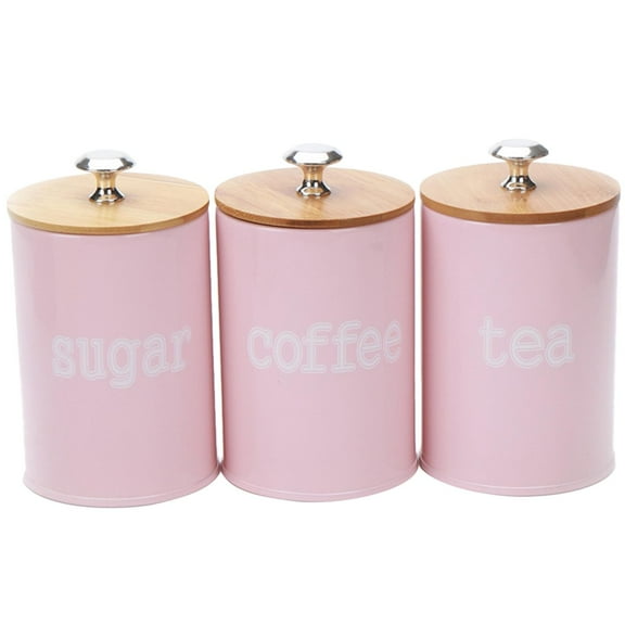 Shamjina Canister Set Copper Sugar Pasta Biscuits Storage Jars Bin Pink