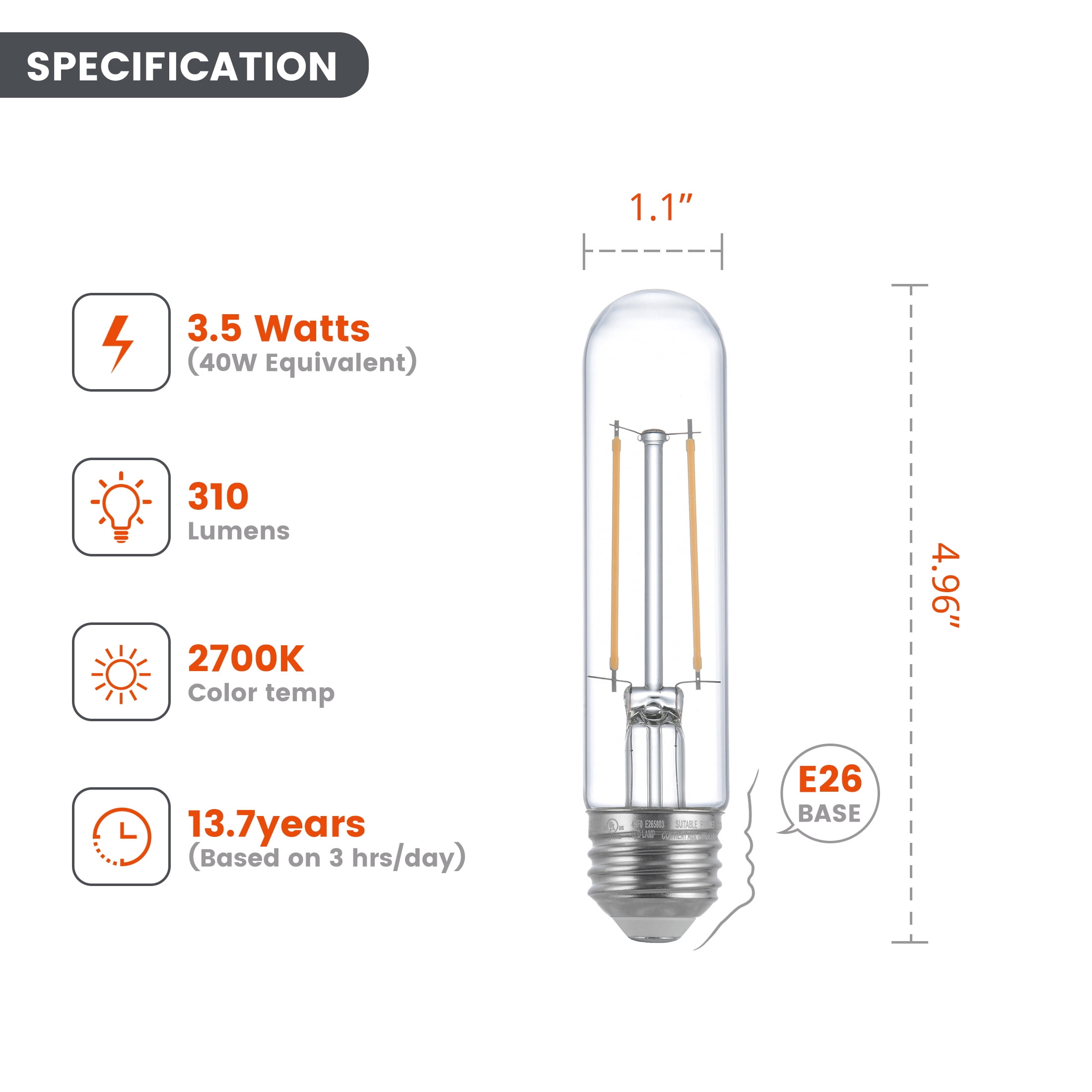 Better Homes & Gardens T9 LED Tubular Bulb, 3.5-Watt (40W Equivalent) Daylight E26 Medium Base 2 Pack